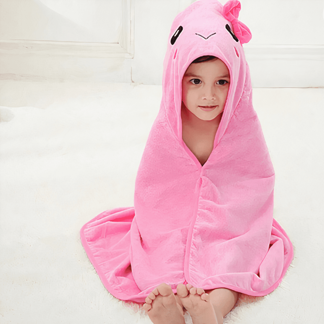 cape de bain bébé rose