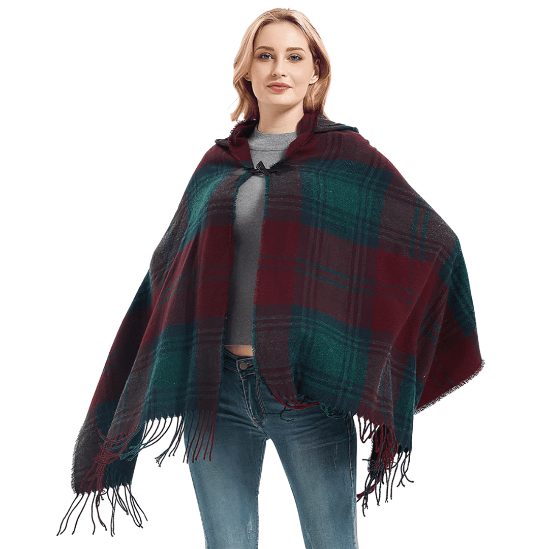 cape poncho a capuche femme