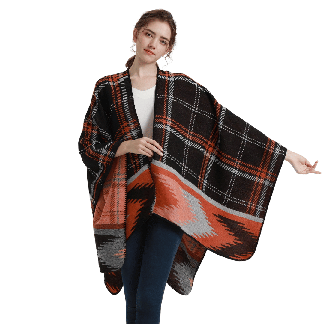 cape poncho a carreaux