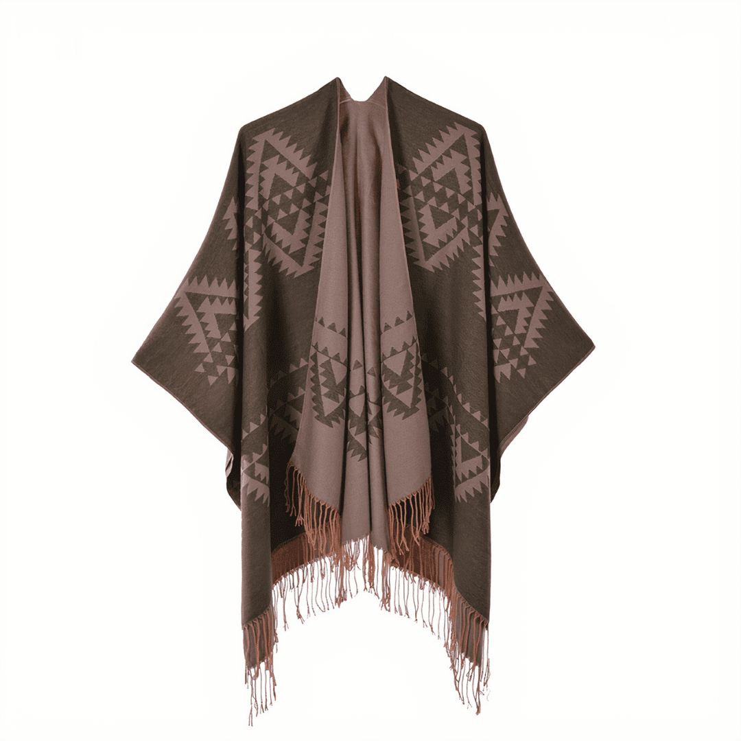 cape poncho femme marron chic
