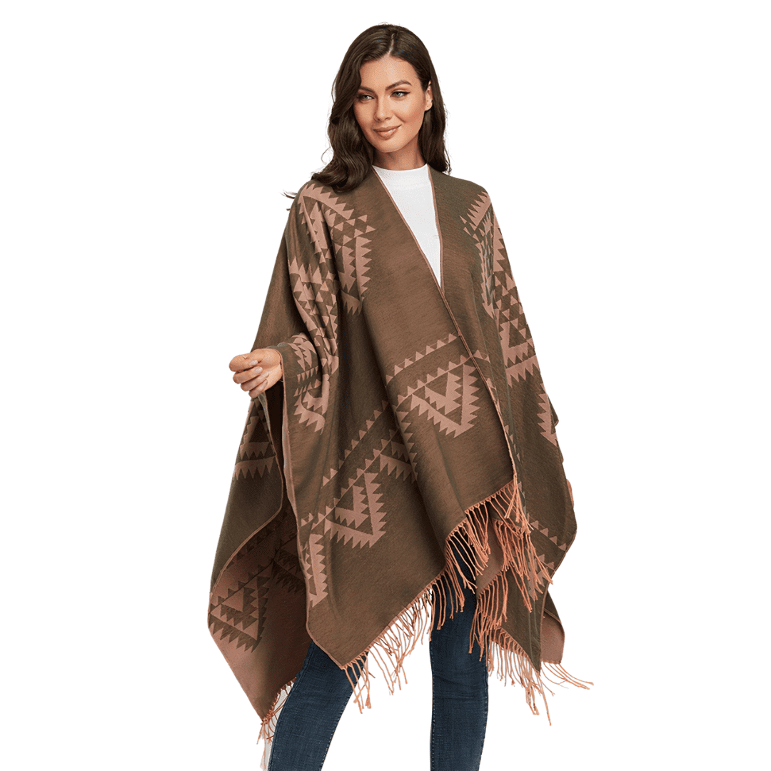 cape poncho femme marron