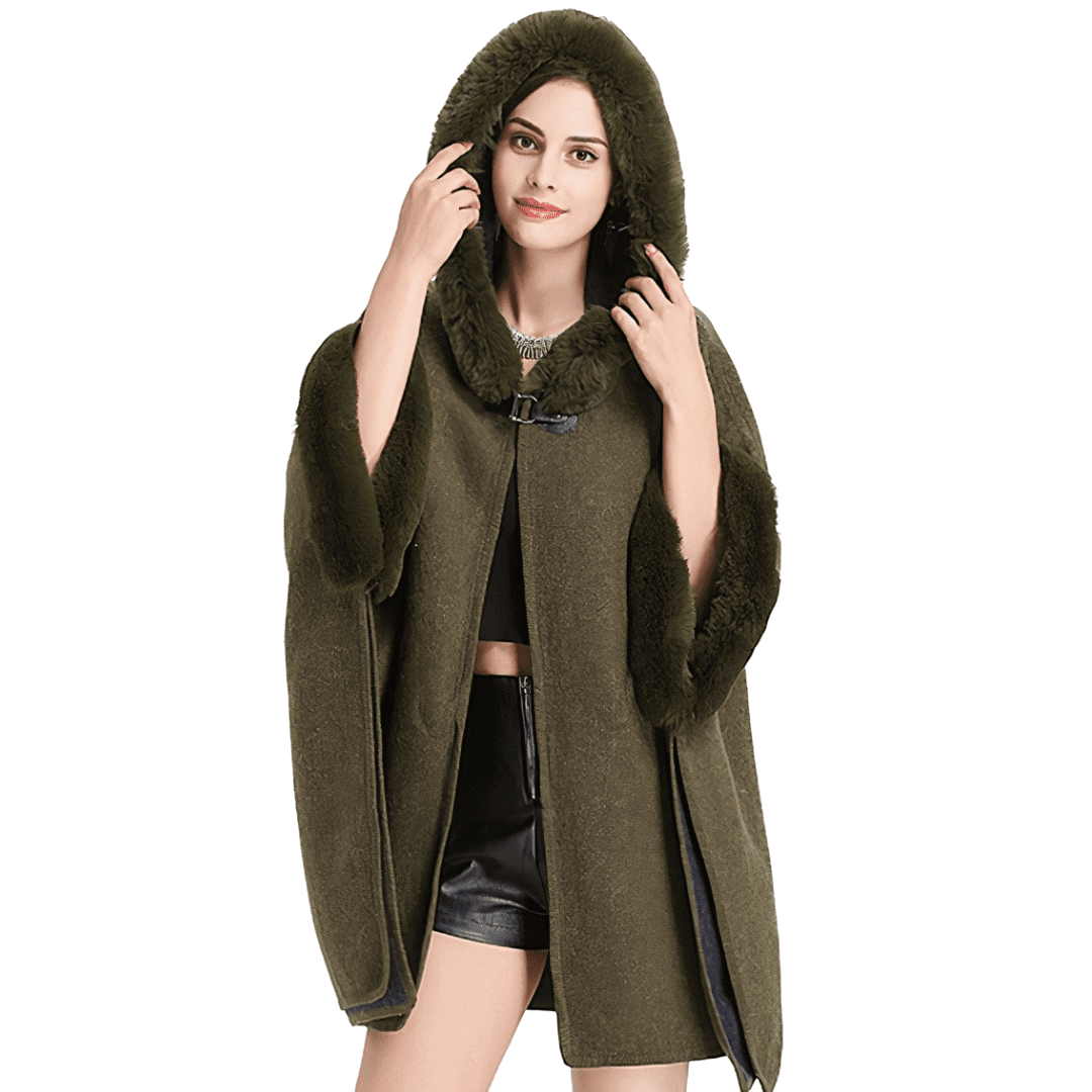 manteau poncho capuche femme