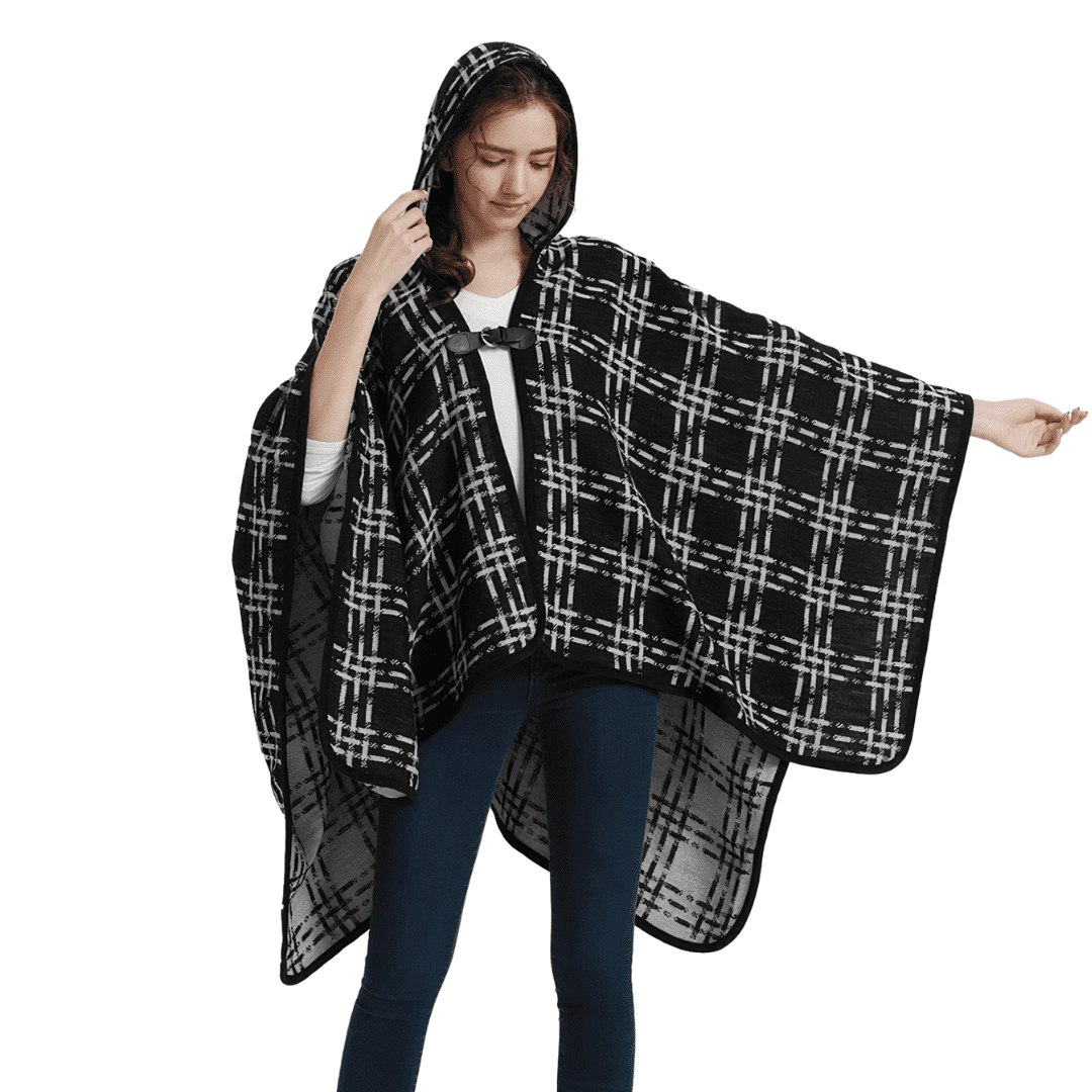 poncho à capuche femme