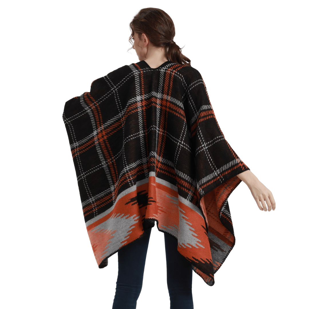 poncho à carreaux femme
