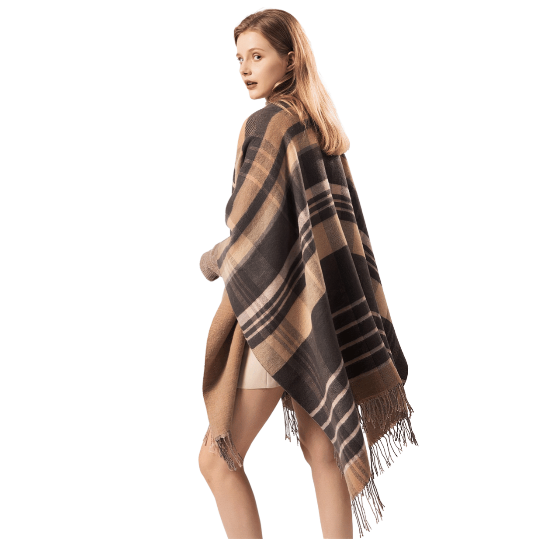 poncho a frange femme