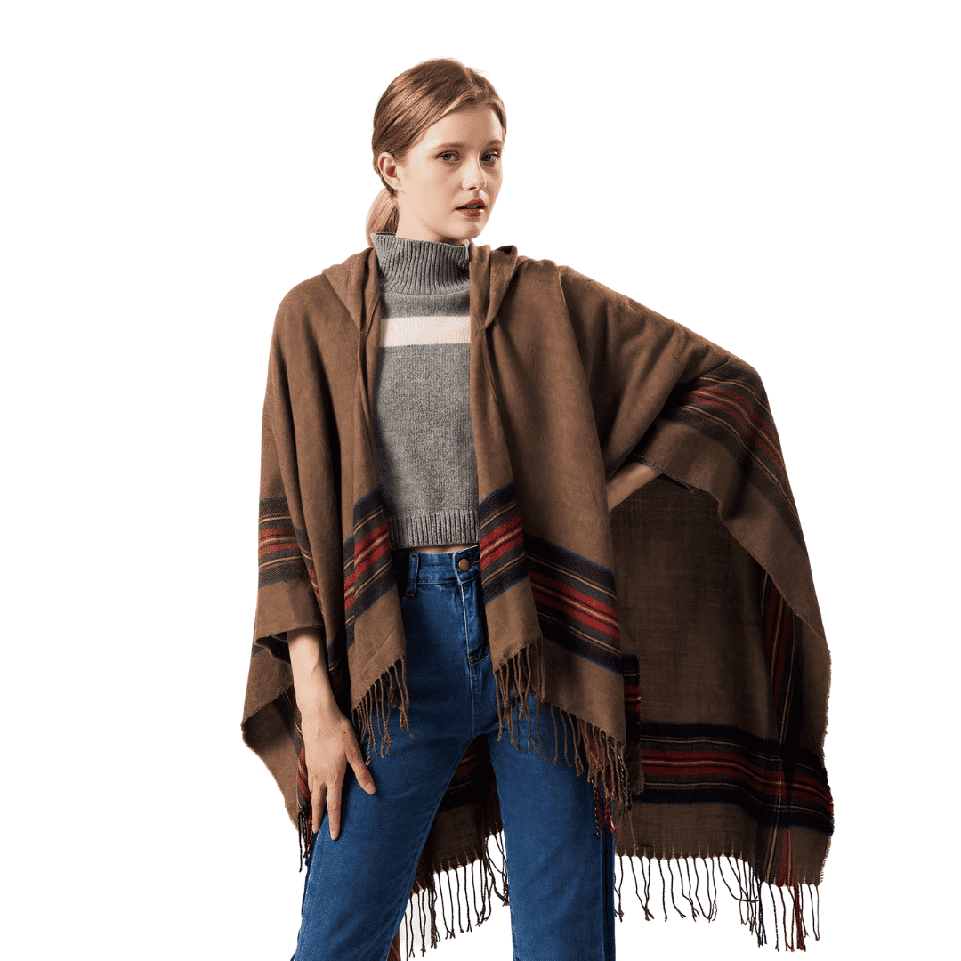 poncho avec capuche femme