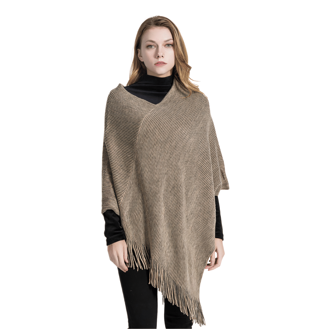 poncho beige femme