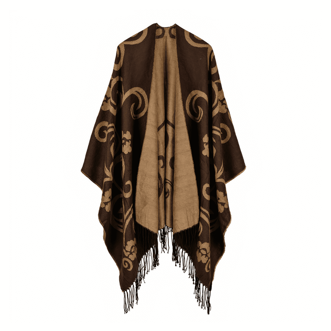 poncho chale femme marron chocolat