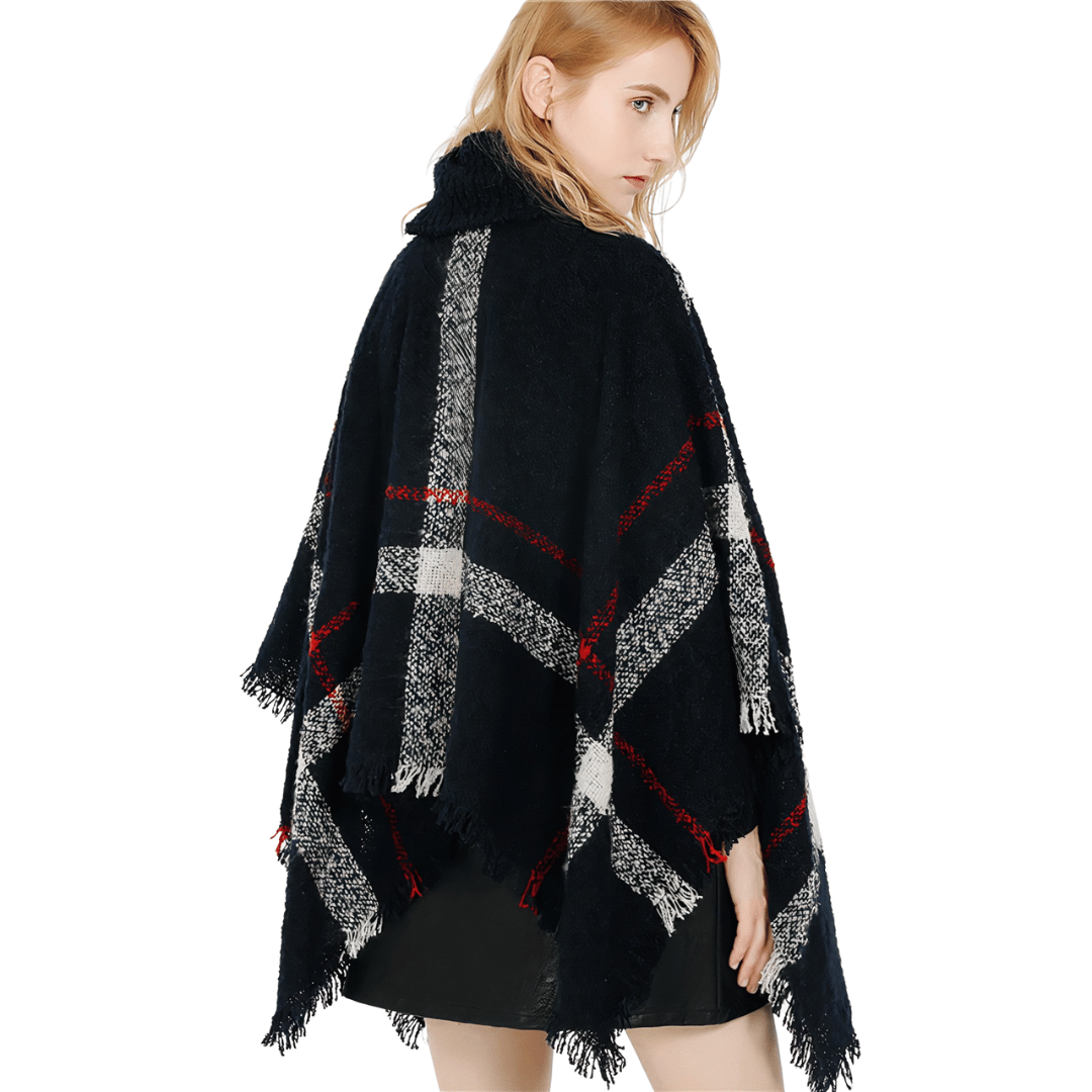 poncho col roulé femme noir