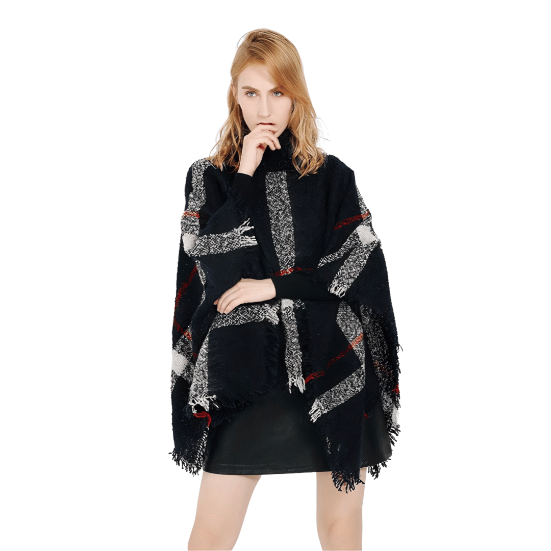 poncho col roulé femme