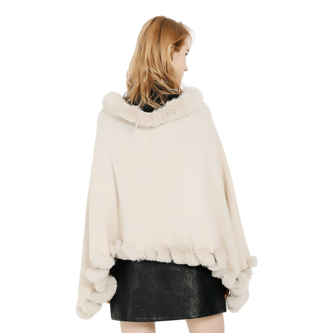 poncho fausse fourrure blanc femme