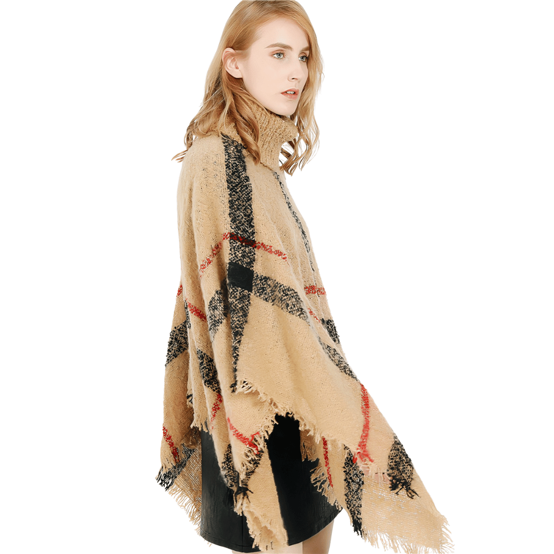 poncho femme avec col roulé