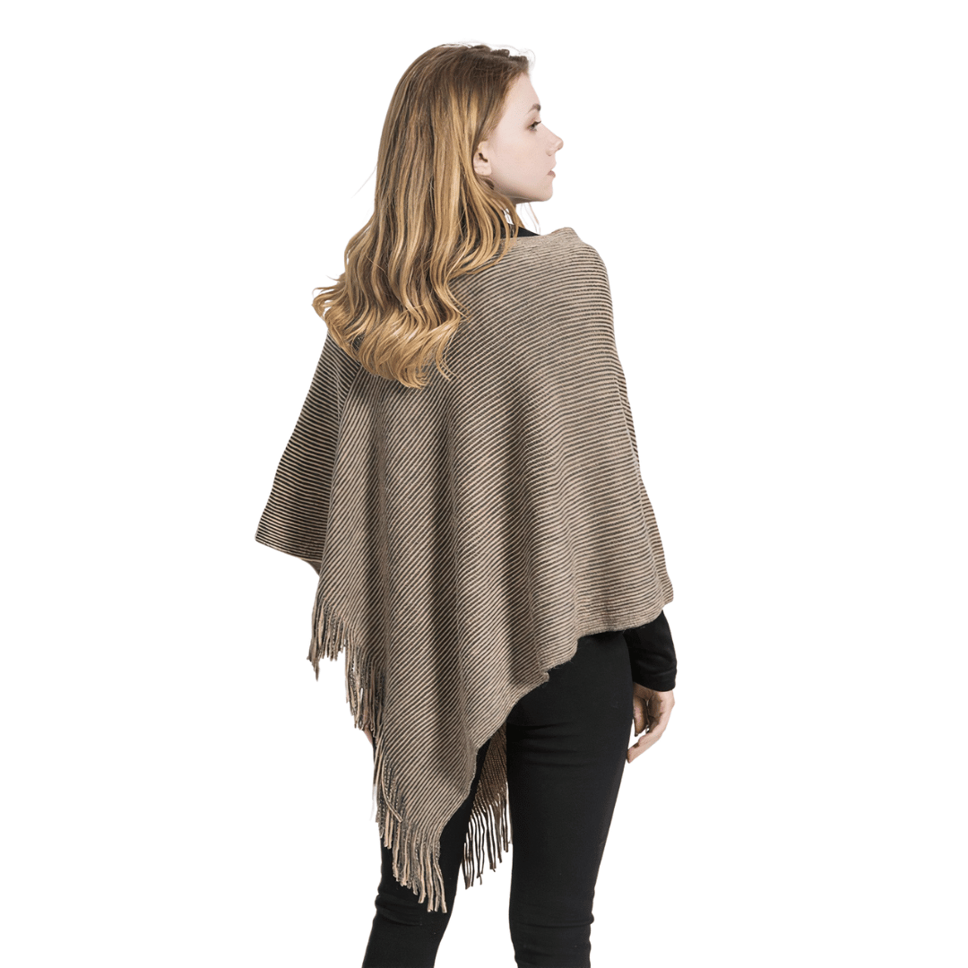 poncho femme beige acrylique