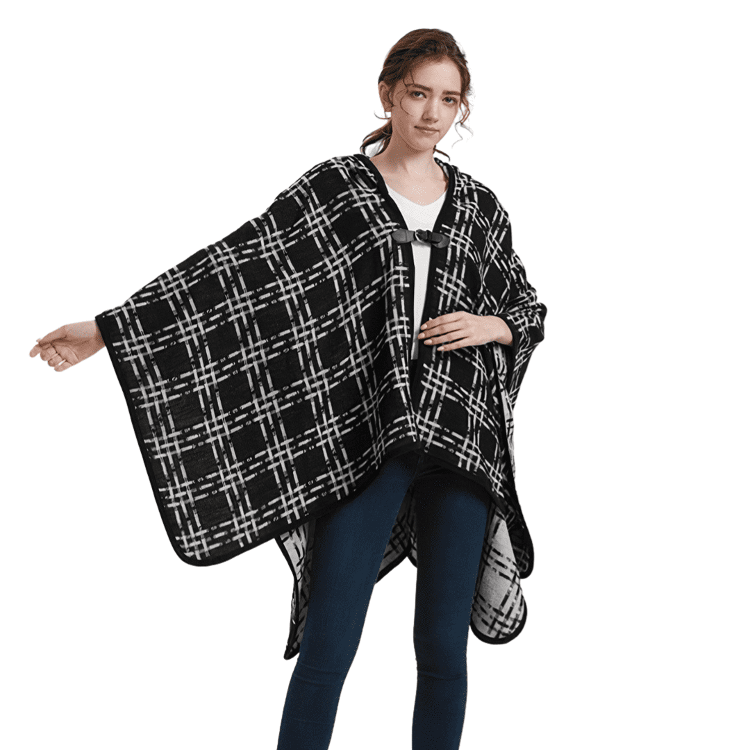 poncho femme capuche