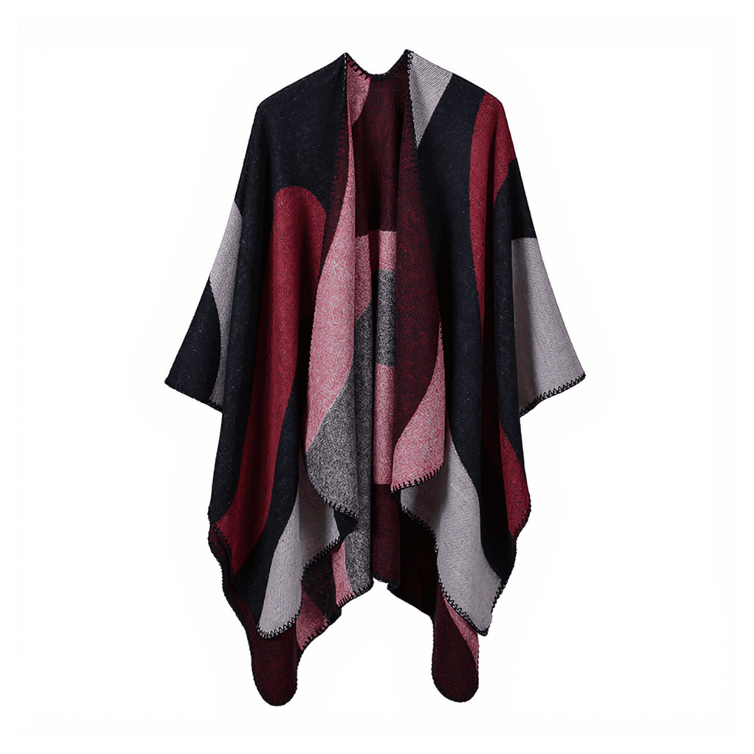 poncho femme en laine ouvert devant