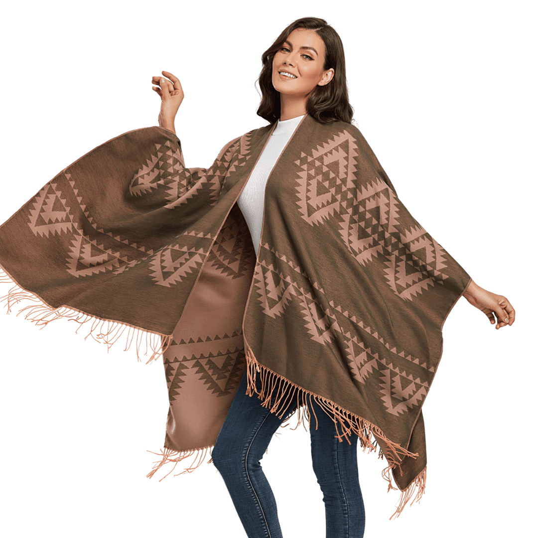 poncho femme marron