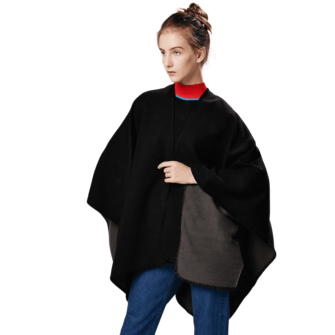 poncho femme noir