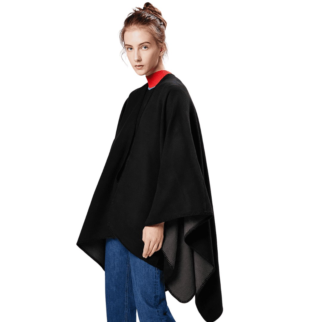 poncho femme noir chic