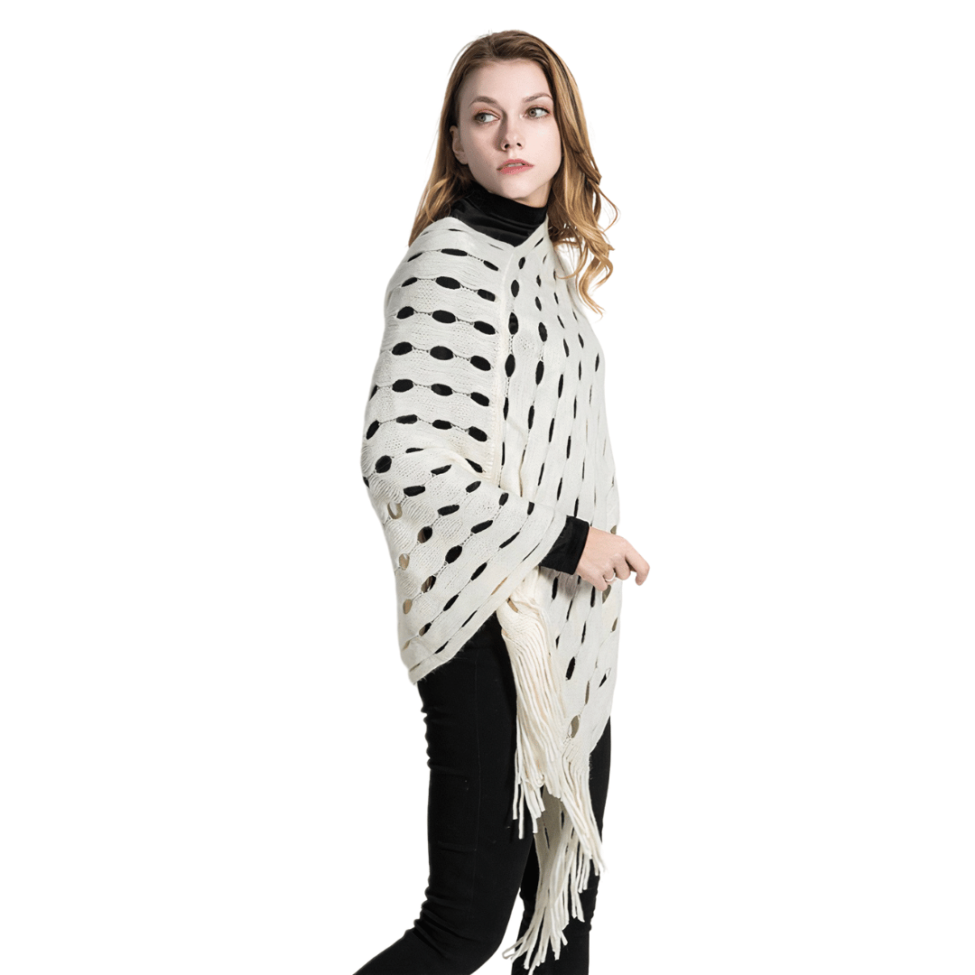 poncho blanc laine