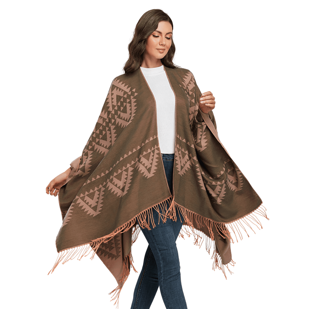 poncho marron femme
