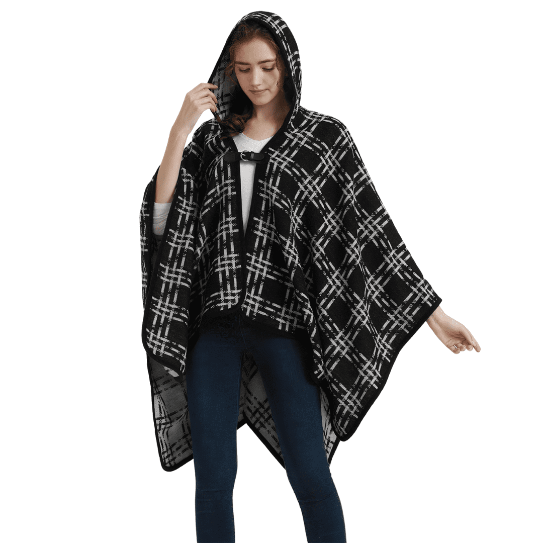 poncho noir capuche