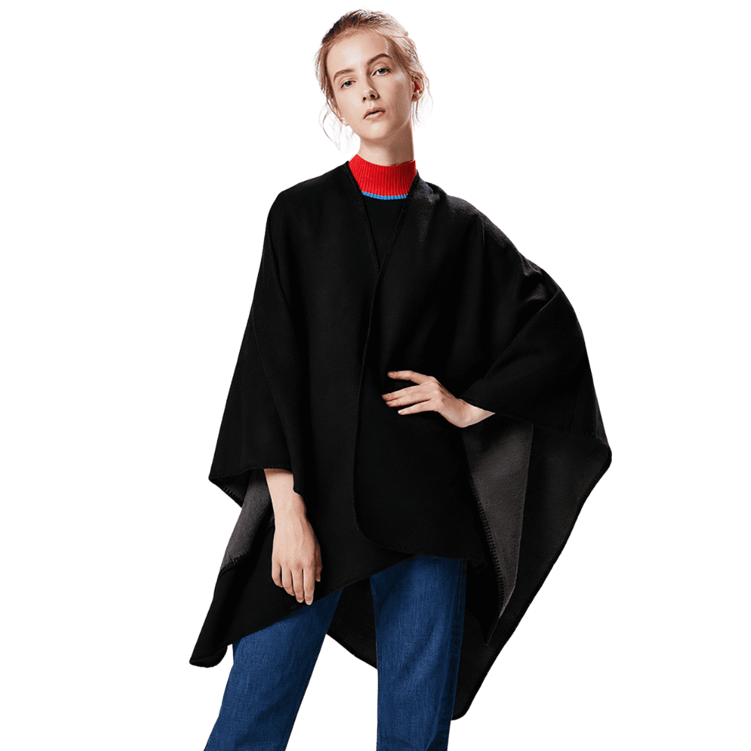 poncho noir femme