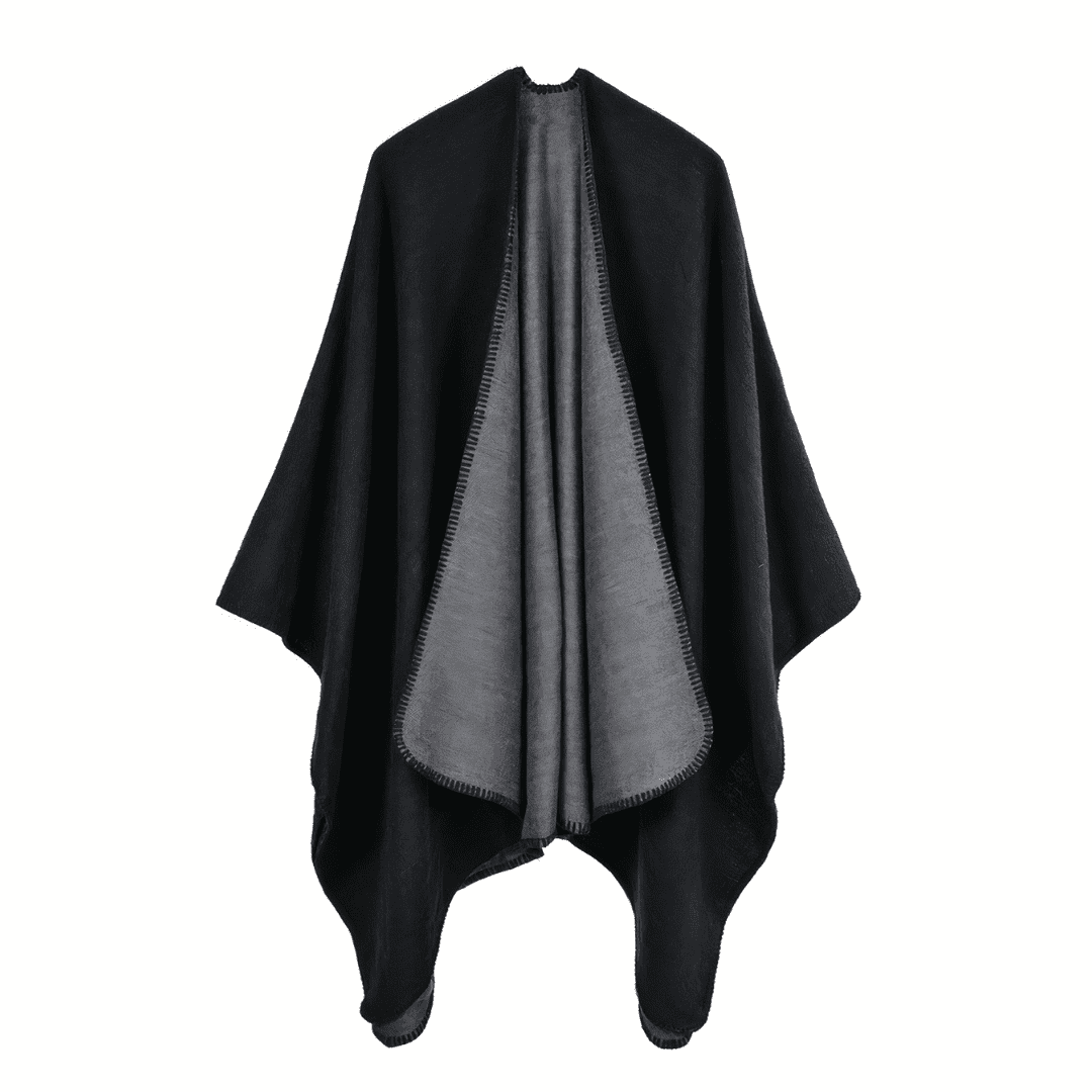poncho noir laine