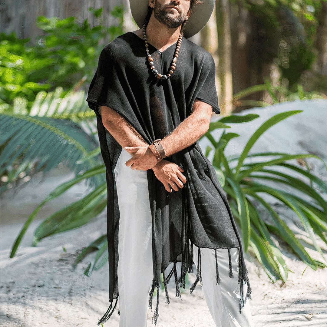 poncho noir pour homme