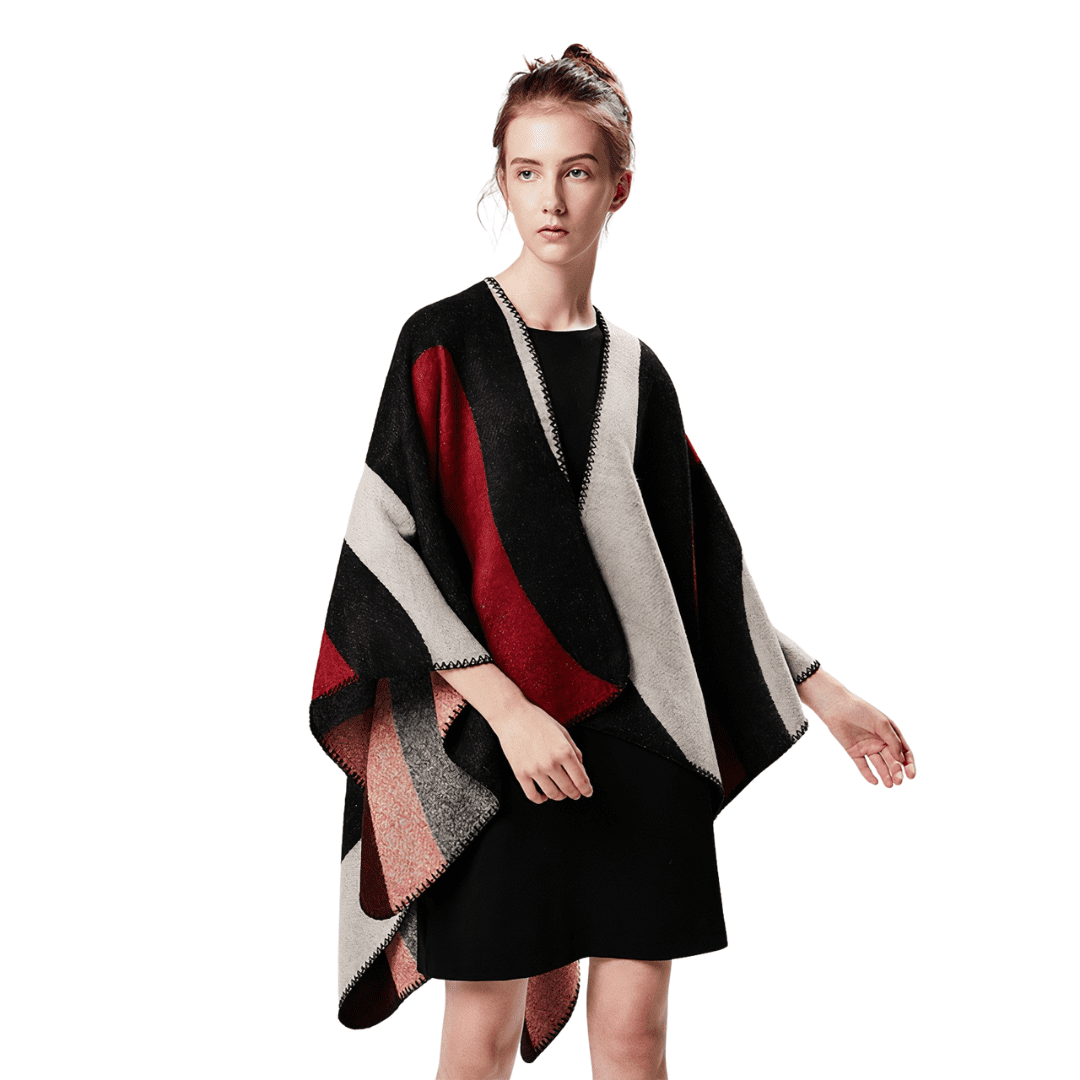 poncho ouvert laine femme