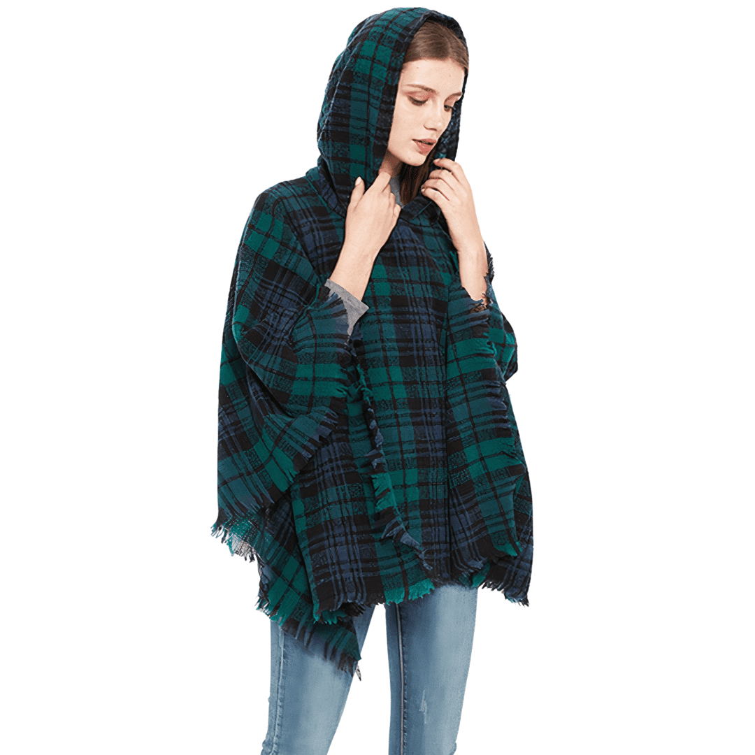 cape poncho femme a capuche