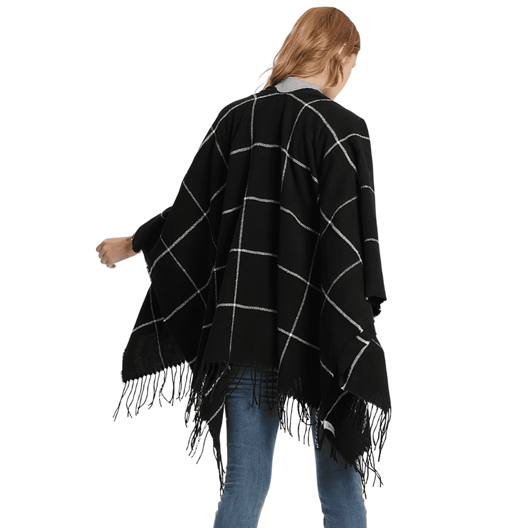 cape poncho noire femme