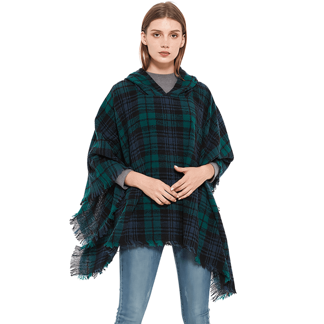 casual poncho a capuche pour femme