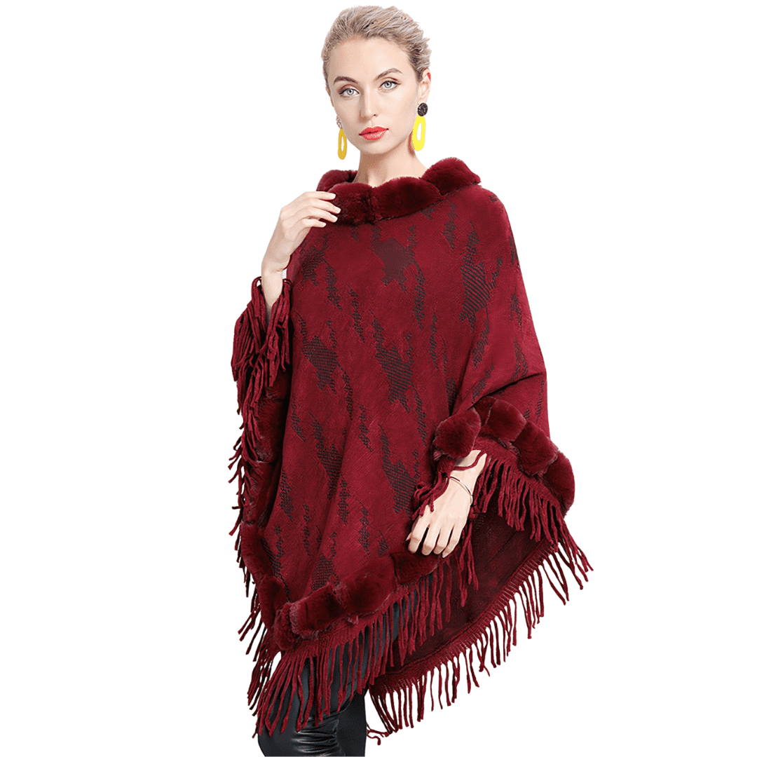 couverture poncho rouge femme hiver