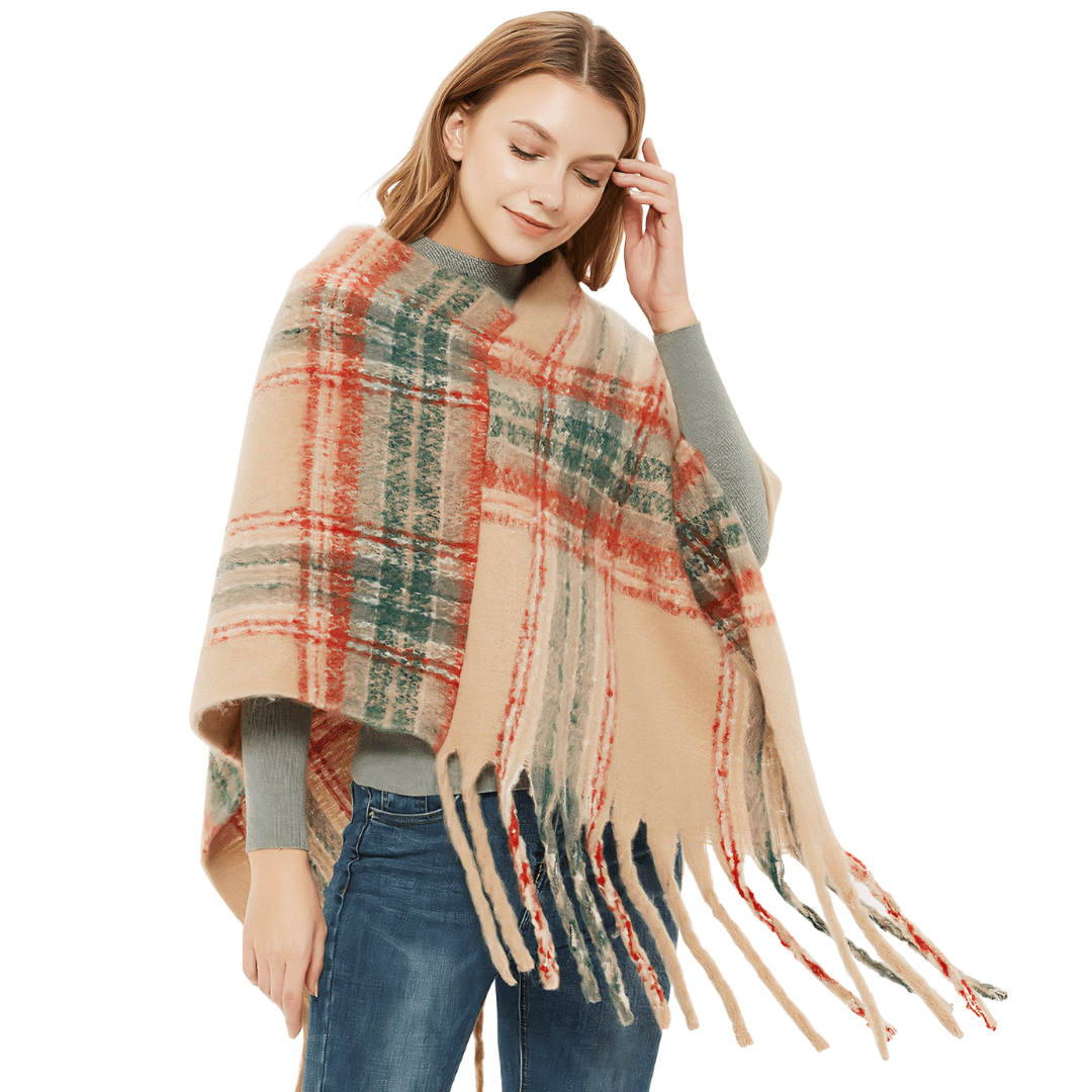 echarpe poncho femme beige