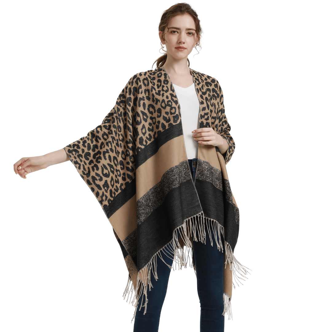 leopard poncho cardigan