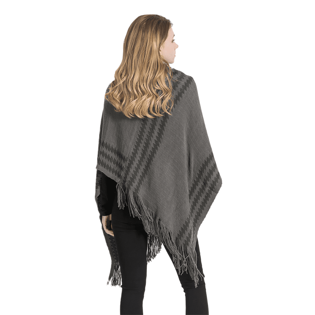 poncho a capuche femme gris