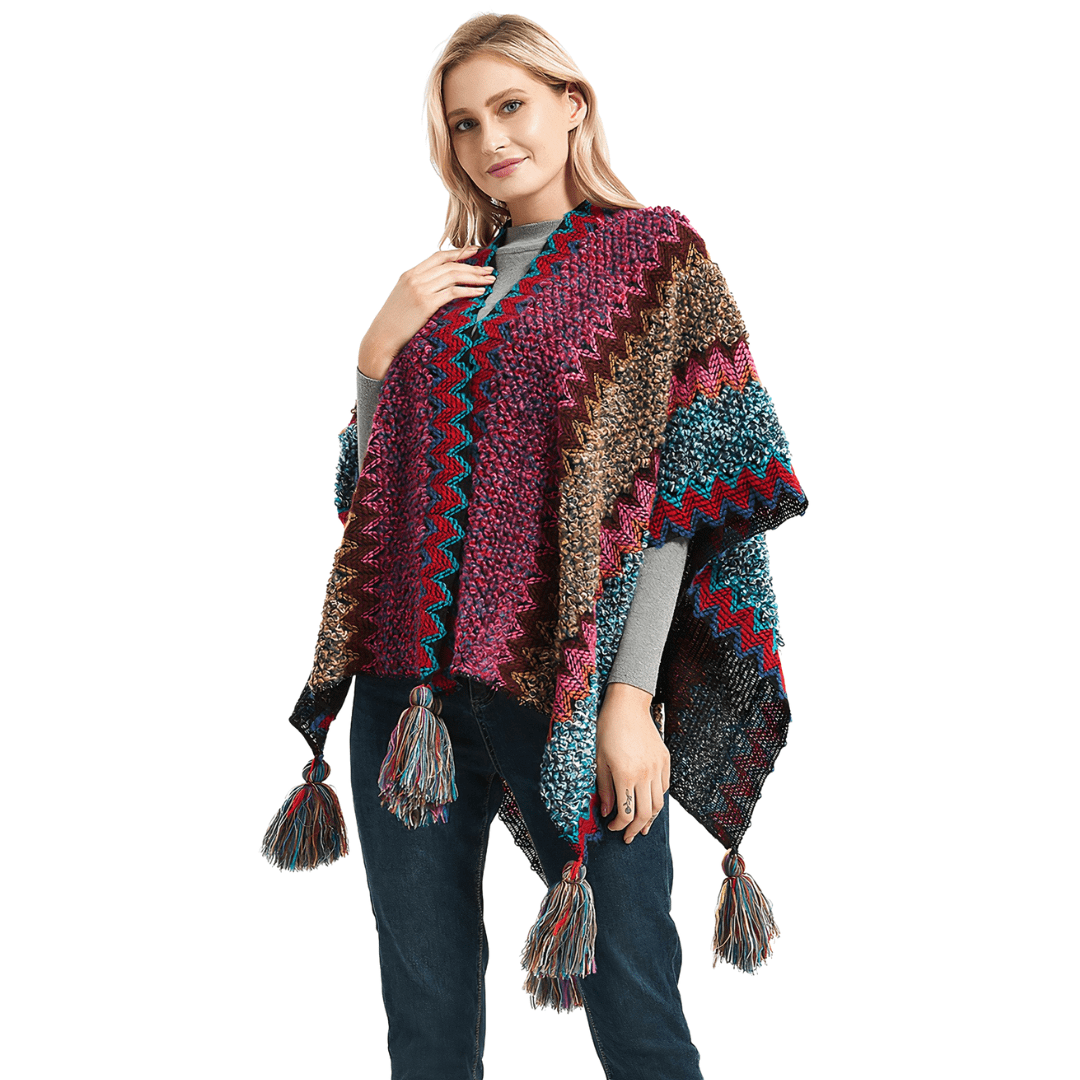 poncho avec des pompon