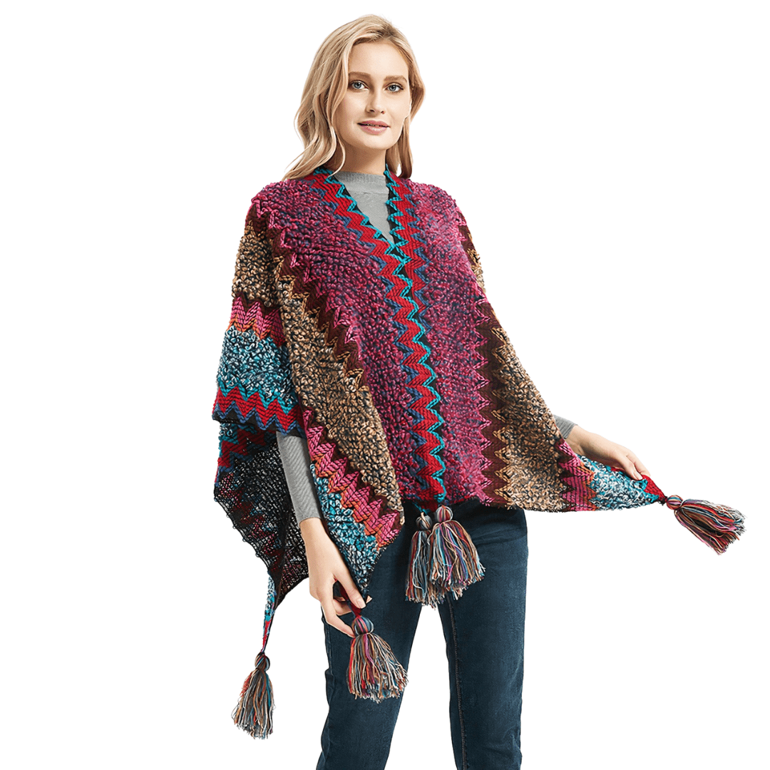 poncho avec pompon