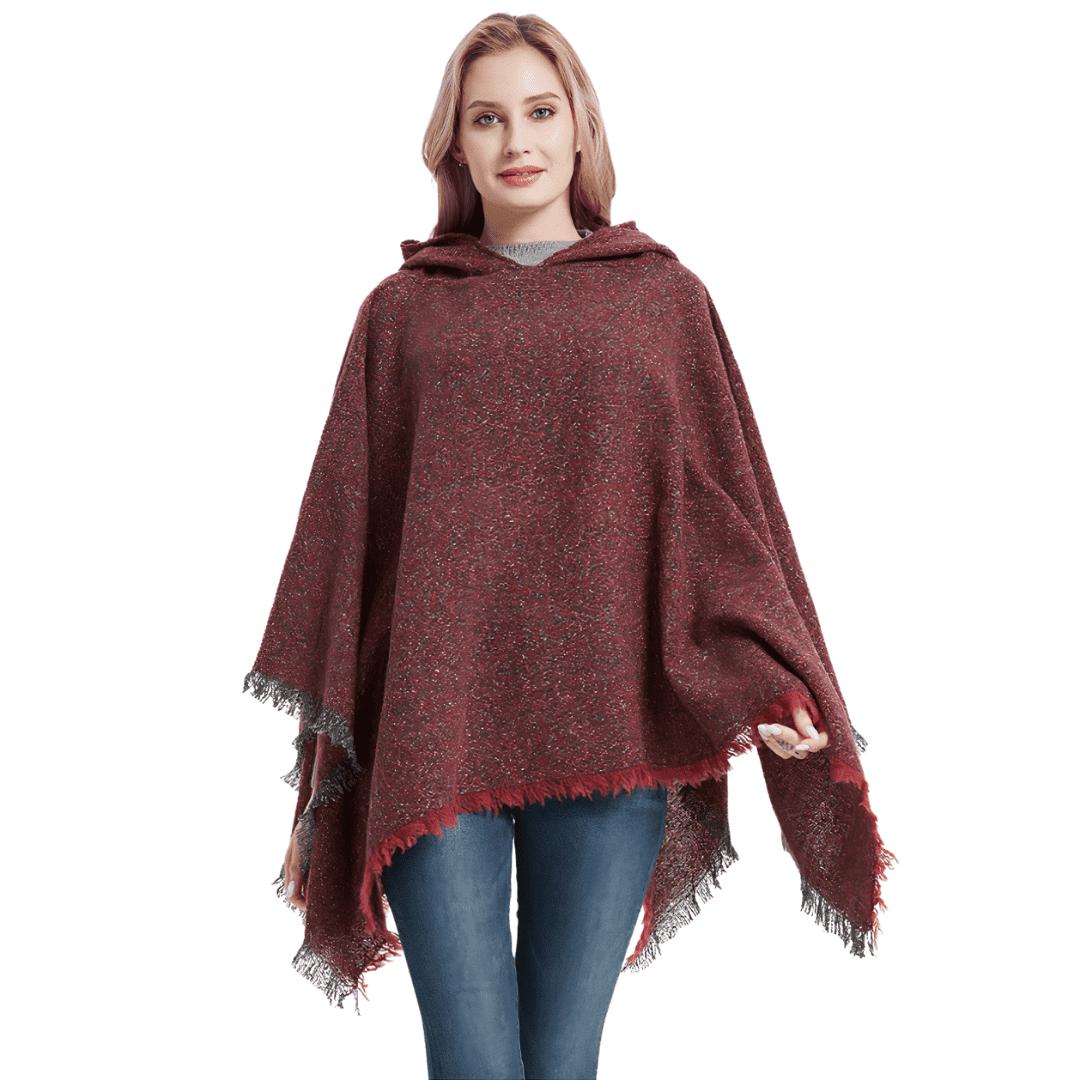 poncho bordeaux femme