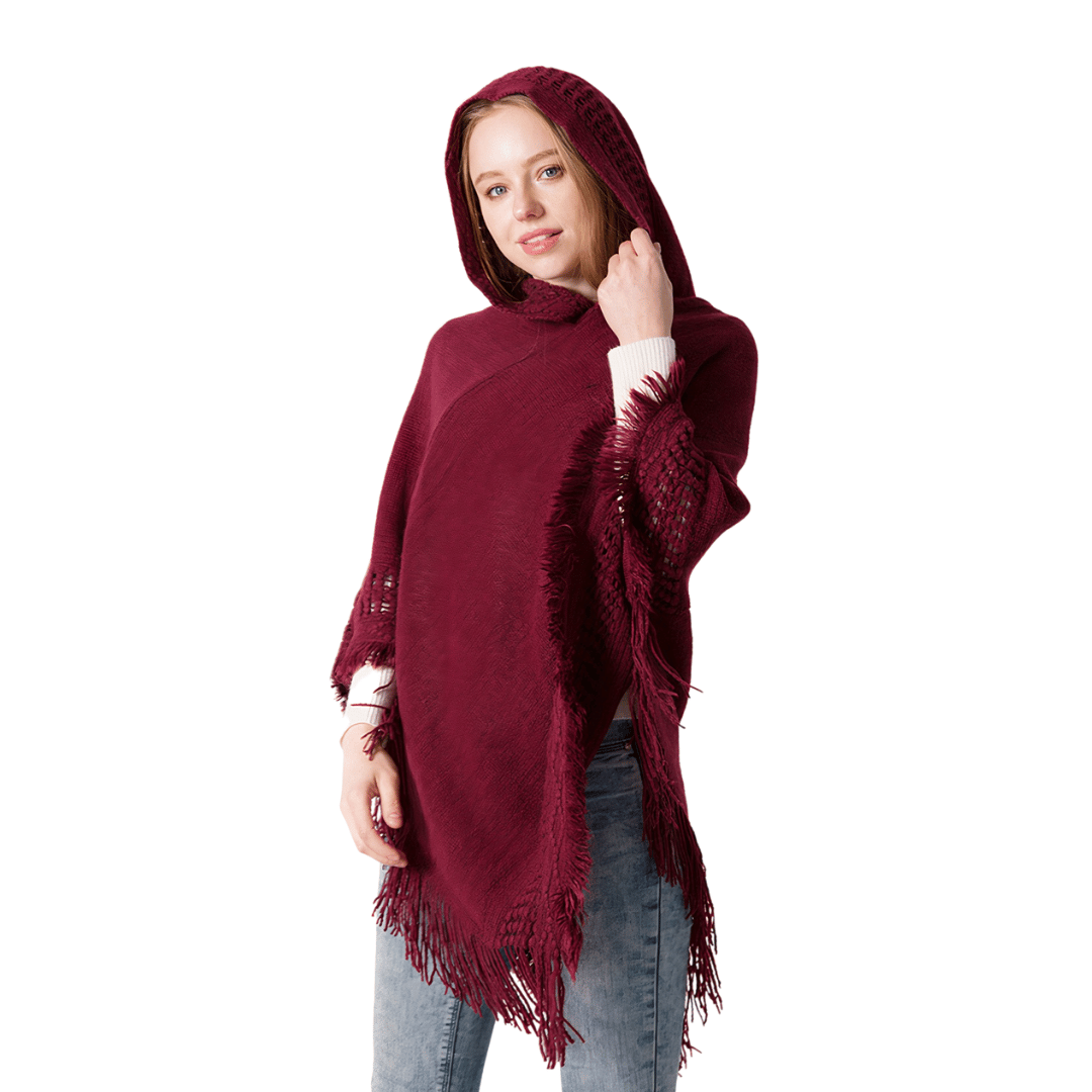 poncho bordeaux femme