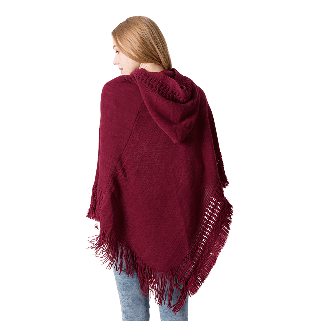 poncho cape bordeaux