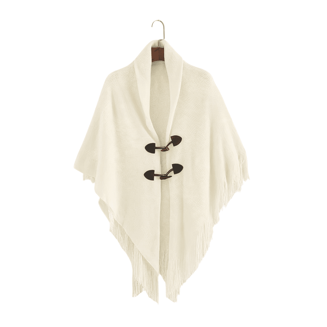 poncho cape chale laine femme avec boutons