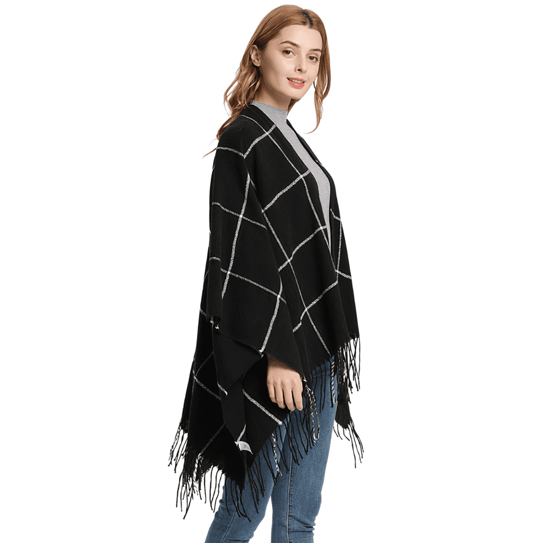 poncho cape femme noir