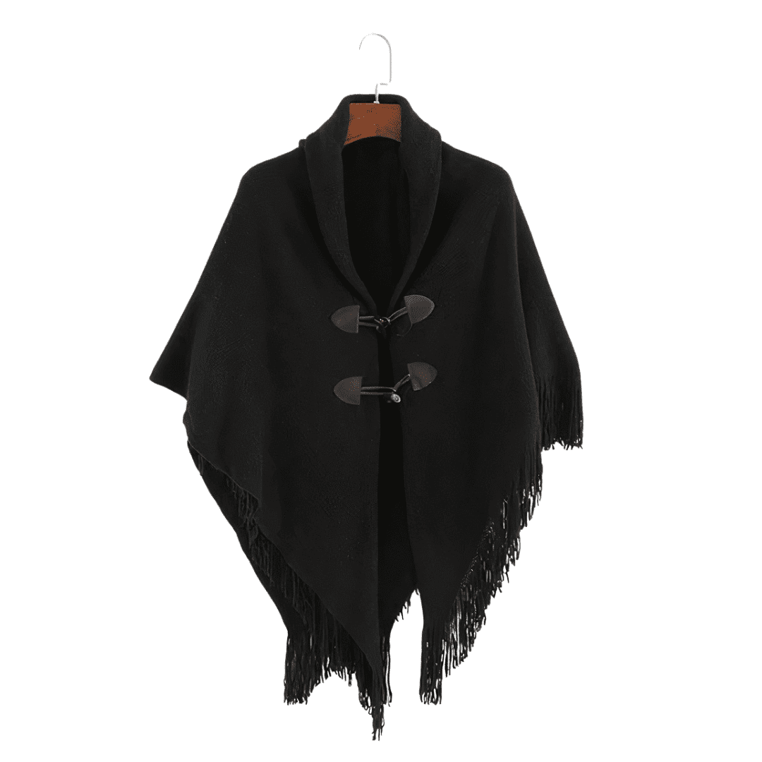 poncho cape laine femme avec boutons