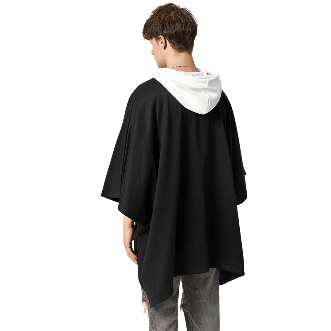 poncho capuche homme noir