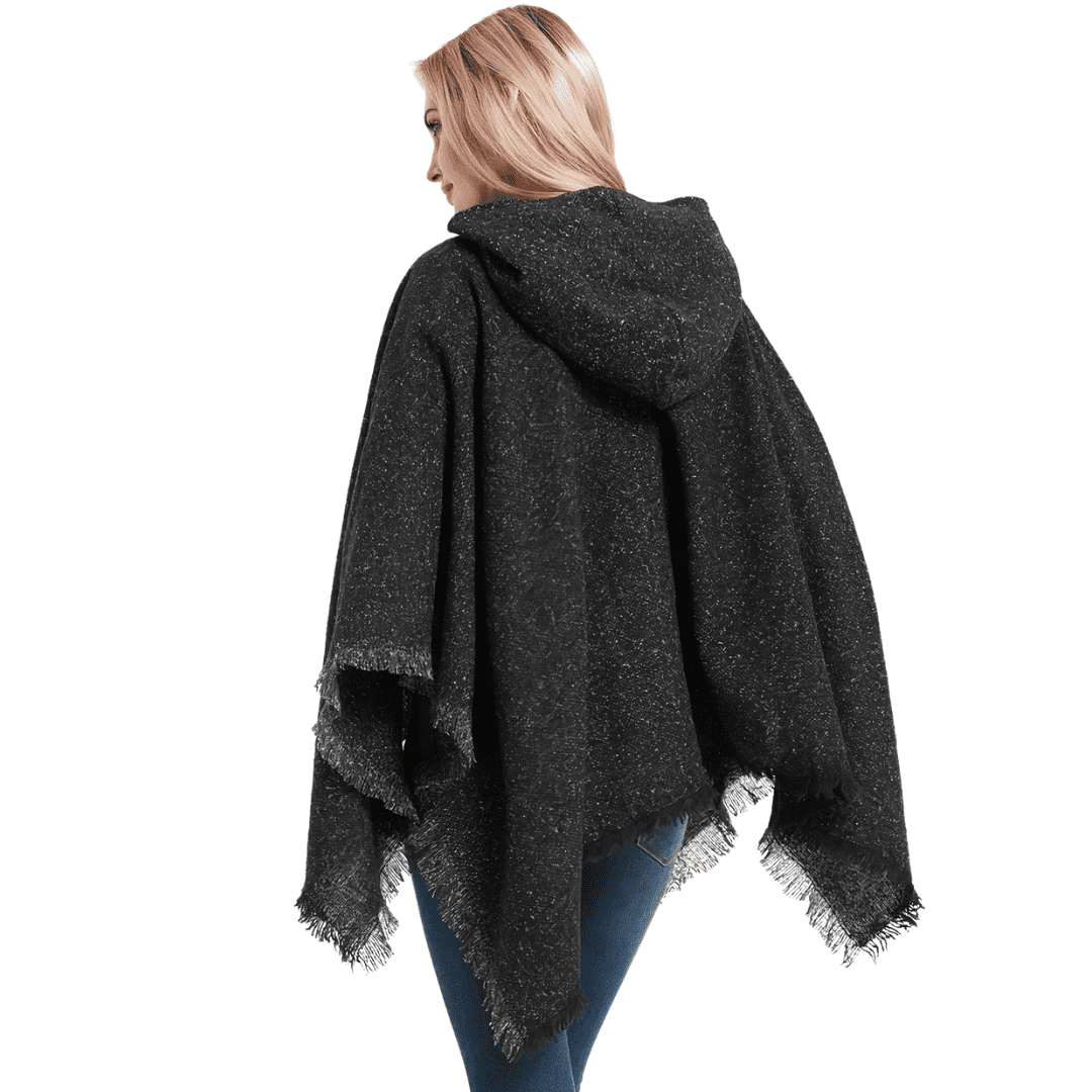 poncho capuche noir femme