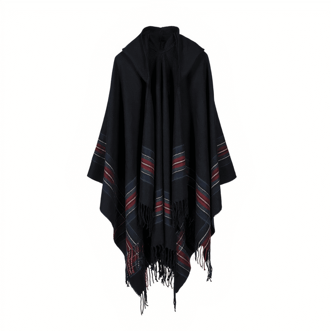 poncho capuche noir femme