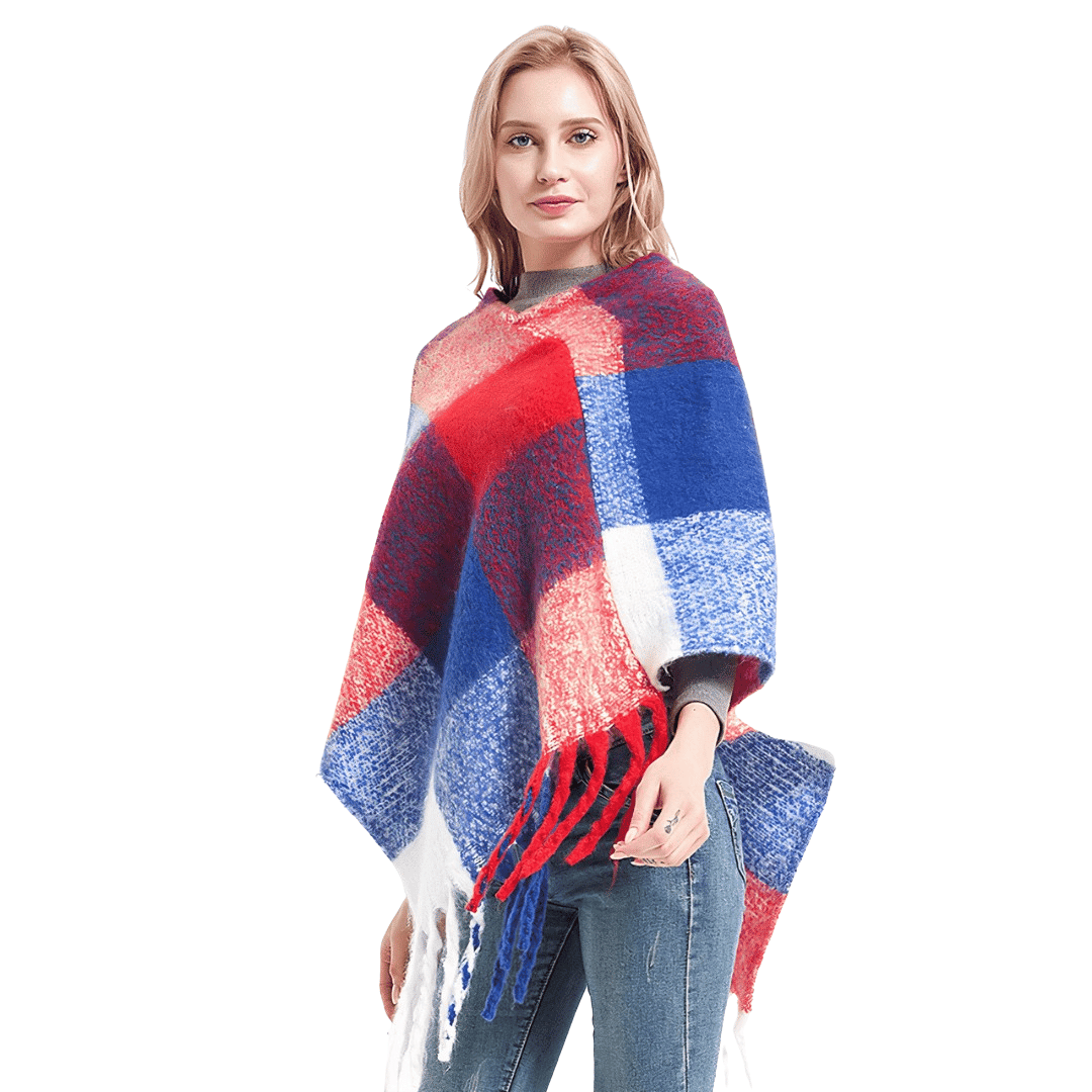 poncho carreau femme