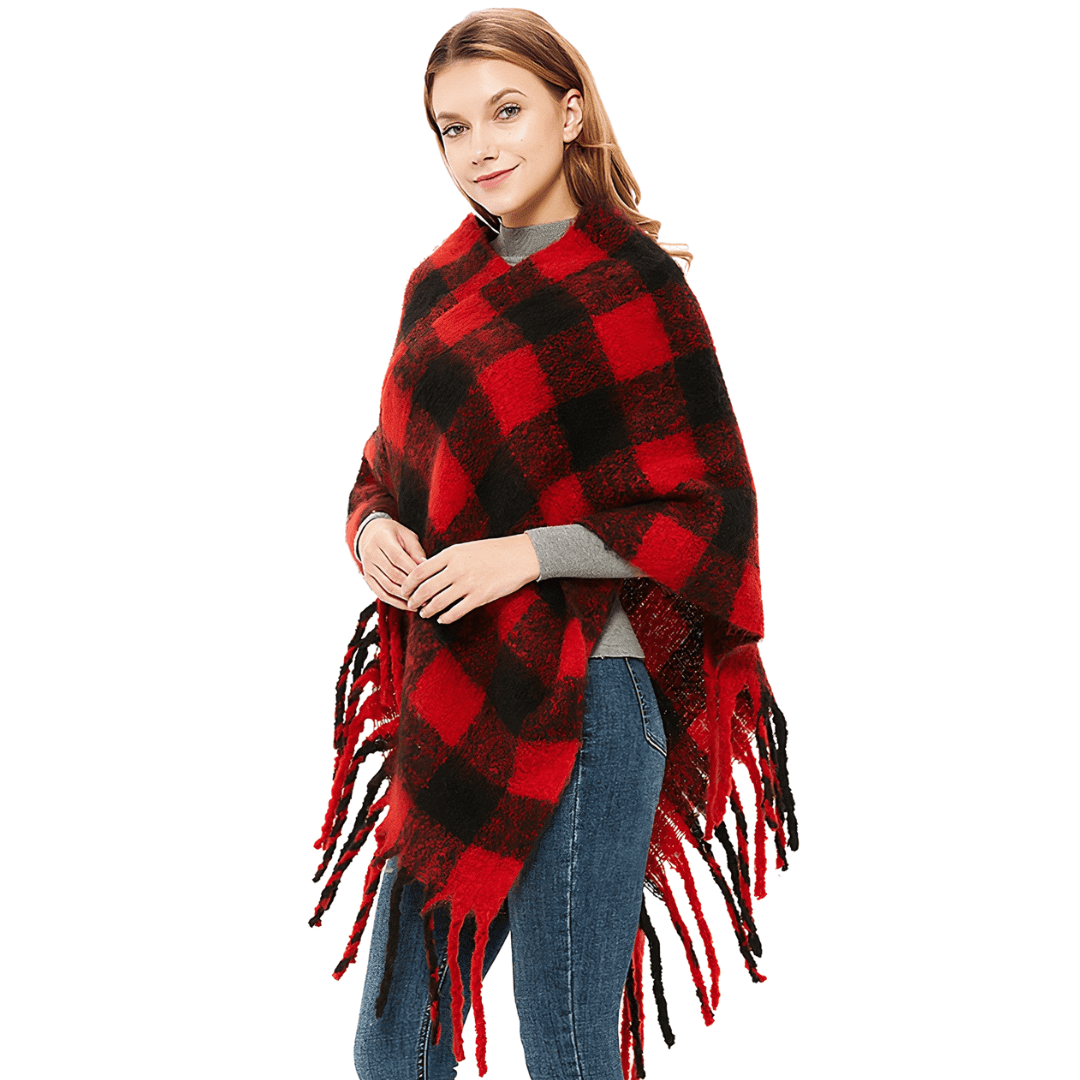 poncho carreaux femme