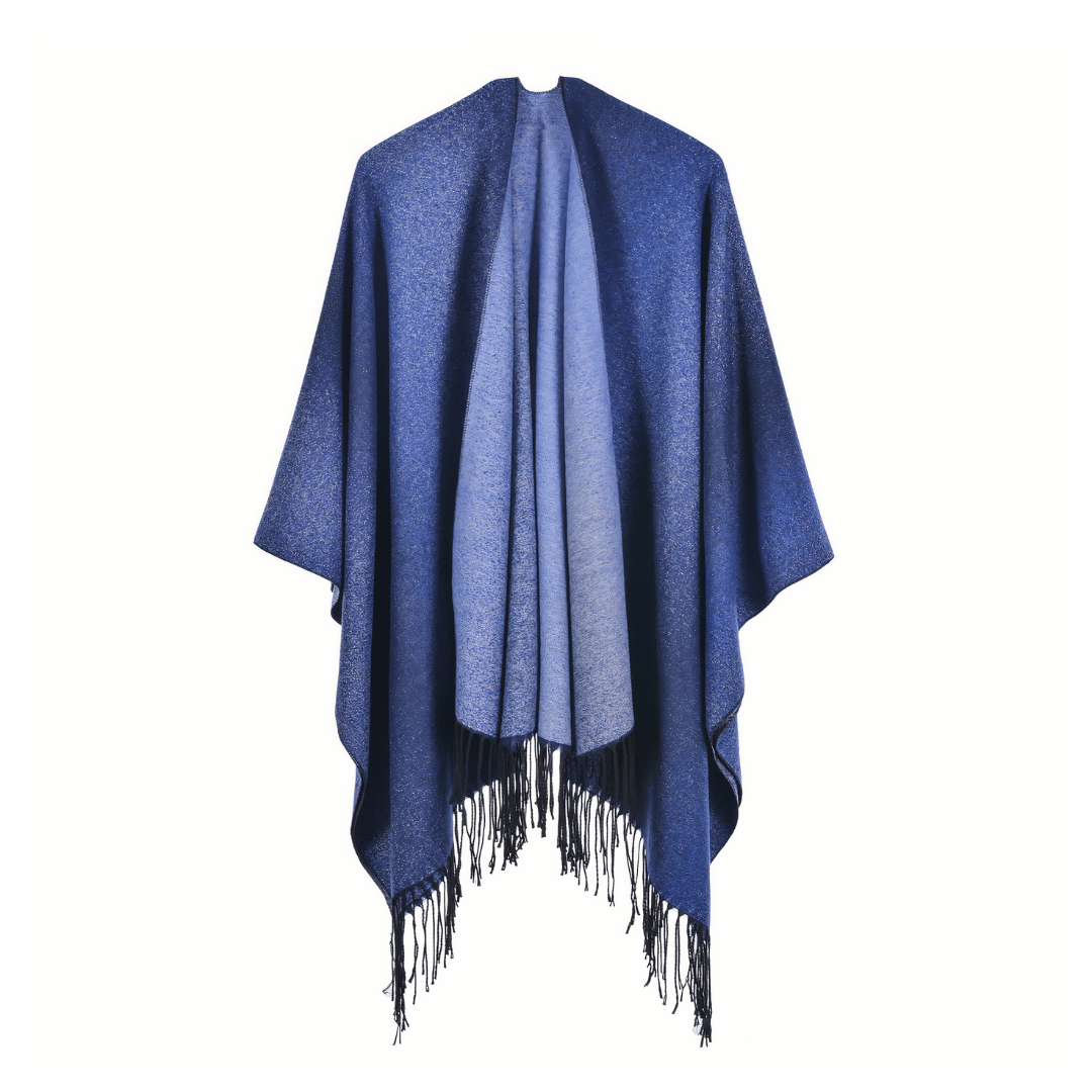 poncho chic bleu